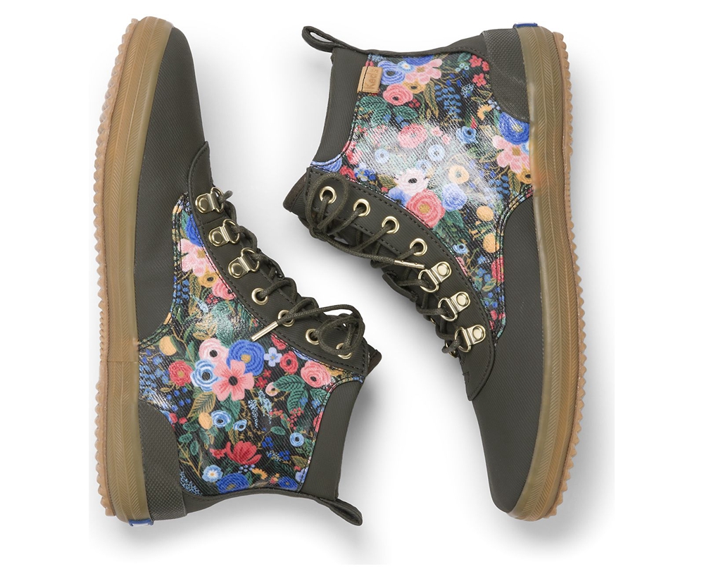 Keds Womens Sneakers Green - Rifle Paper Co. Scout Water-Resistant Boot Garden Party - 834LBEPCM